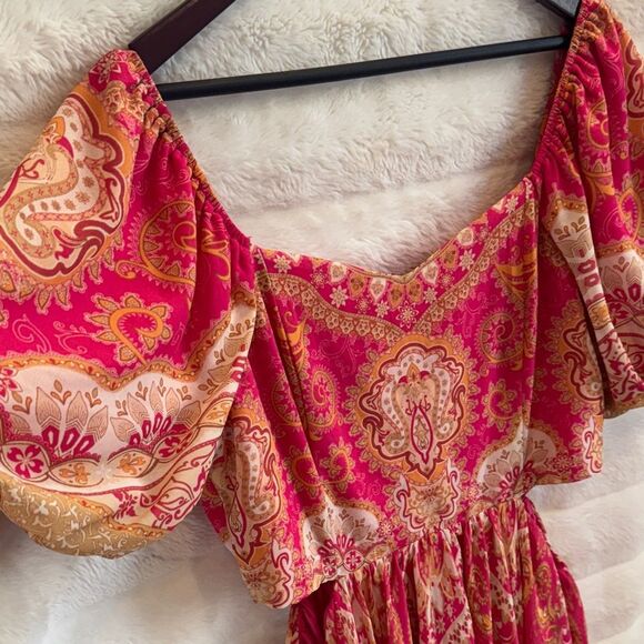 Flying Tomato Pink and Gold Paisley Mini Dress - Picture 4 of 8